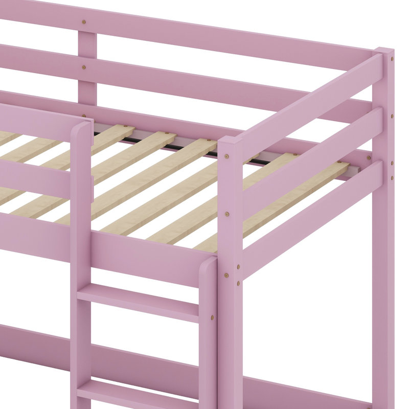 Lit superposé en bois avec échelle, Rose