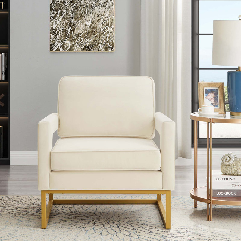 Anatonia Velvet Armchair, White Velvet
