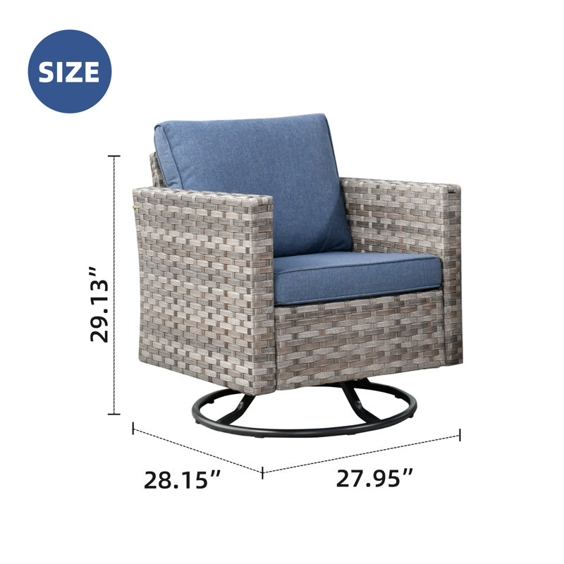 Ignatz Wicker/Rattan Outdoor Chair, Denim Blue