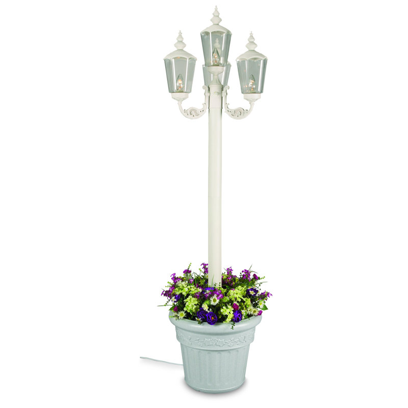 Lampadaire d'extérieur 85 po 4 lumières Sharolyn, Blanc