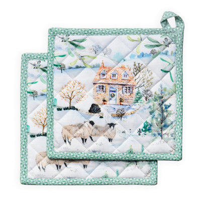 Maison d'Hermine Snowy World 100% Cotton Pot Holder Set - 8" x 8"