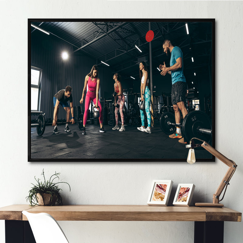 Entraînement de groupe d'intérieur de musculation sur toile, Cadre flottant noir, H 12 po x l 20 po x P 1 po