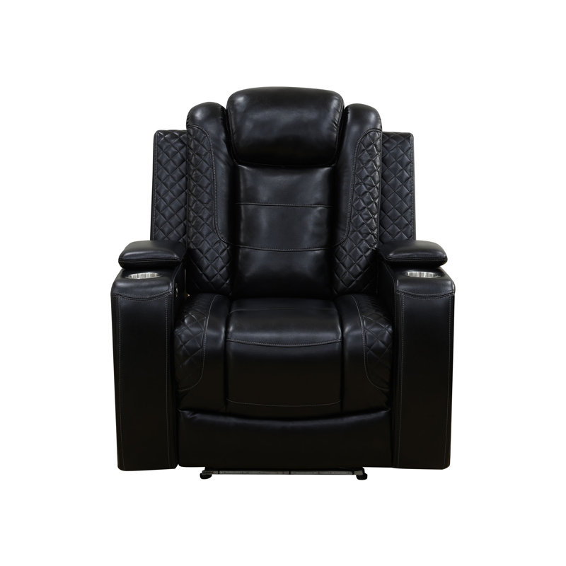 White Breathing Leather Living Room Recliner Chair, Black