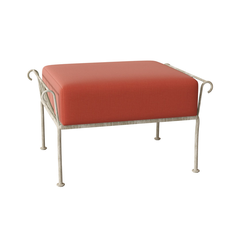 Terrace Outdoor Ottoman, Weathered White, Brisa Lasso Distressed