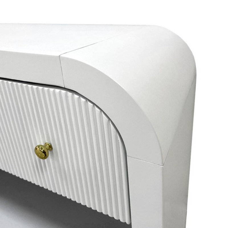 Table de chevet H 26,5 po Liabella, Blanc / Doré