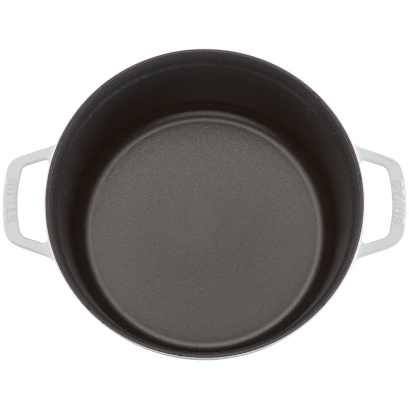 La Cocotte Cast Iron Round Cocotte, White, 7 quarts