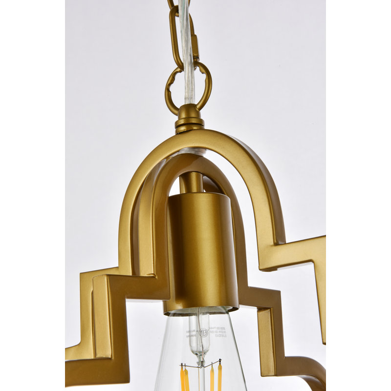 Luminaire suspendu géométrique unique à 1 lumière Kempner, H 15,4 po x l 11 po x P 11 po, Laiton