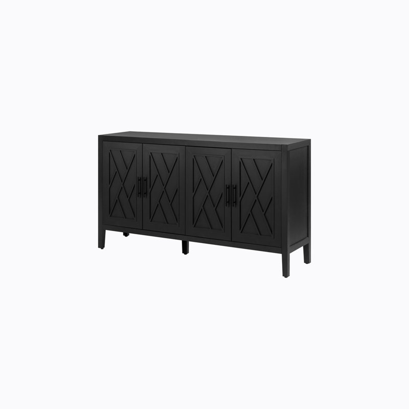 Buffet, table de buffet, armoire de salle à manger avec cadre en panneau de fibres à densité moyenne Ranulfo, Noir