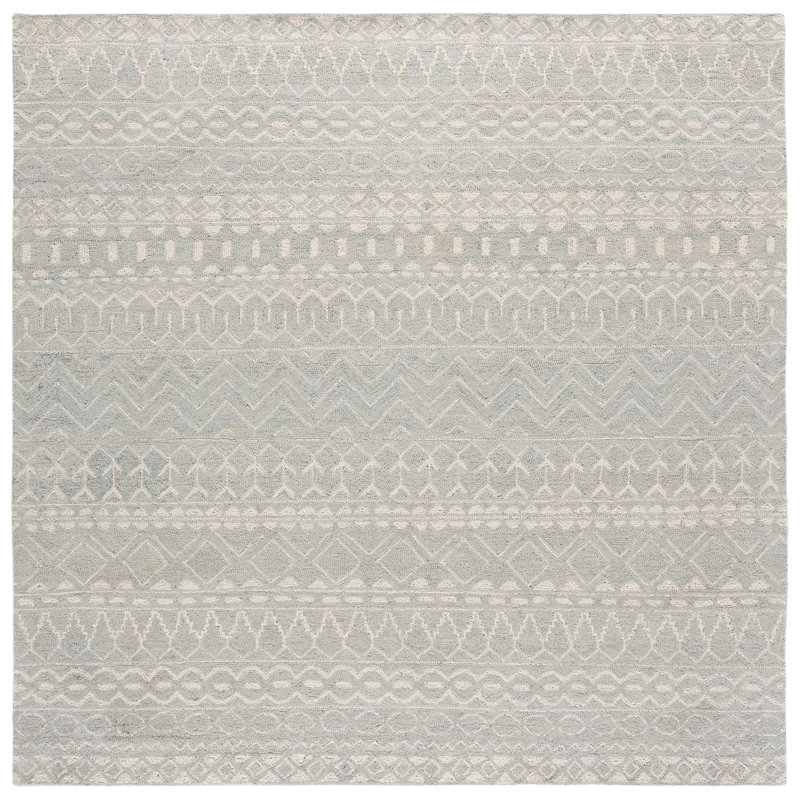 Tapis turquoise / ivoire en laine tissé à la main Lauren Ralph Lauren Rosalie, Carré 7 pi