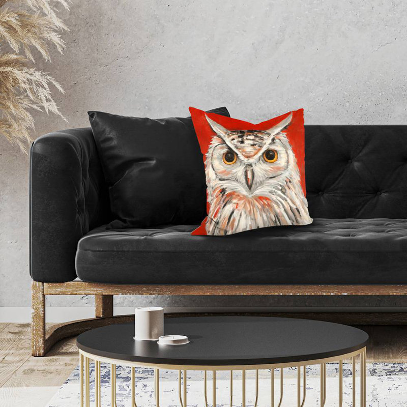 Colorful eagle owl - 18"x18" Throw pillow cover - Poly twill - Print on demand, 18" H x 18" W