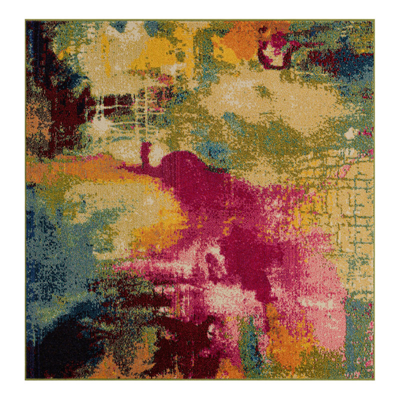 Rizer Power Loom Pink Rug, Square 5'3"
