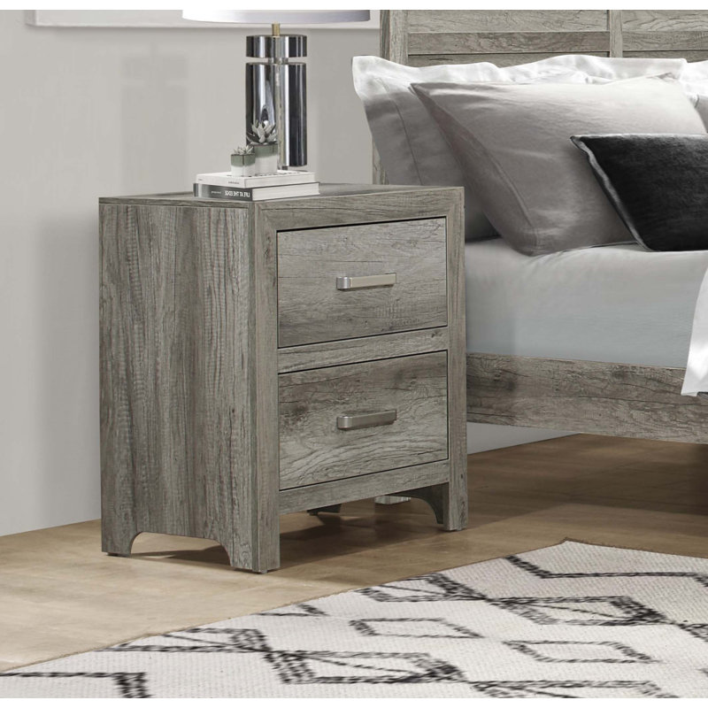 Table de chevet transitionnelle en simili bois plaqué