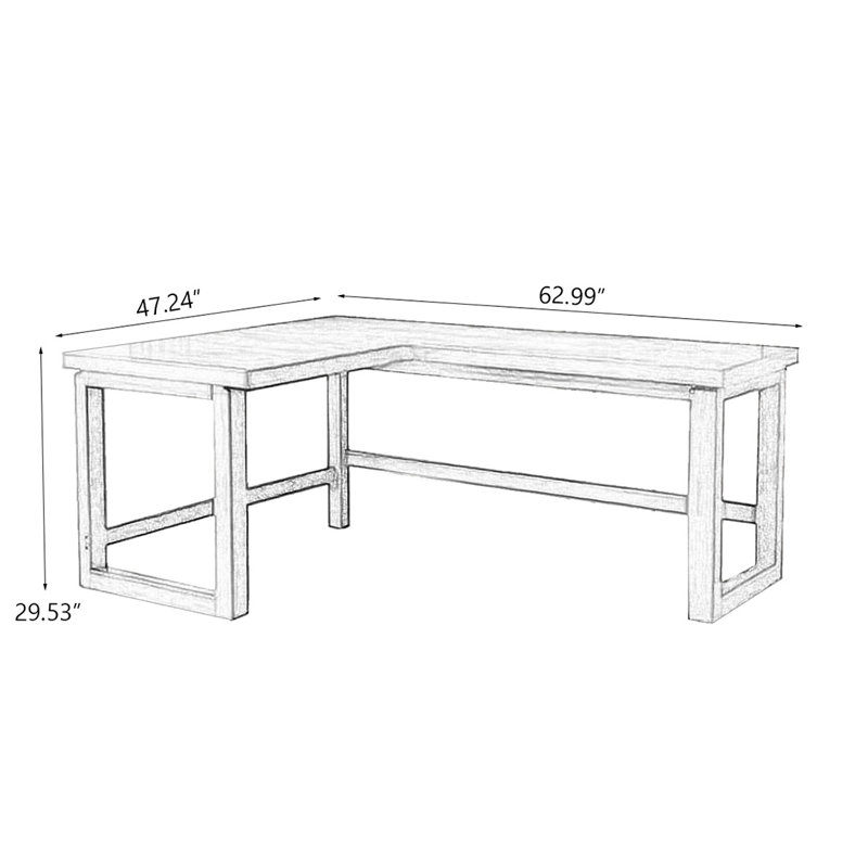 Bureau rectangulaire en bois massif brun noisette, H 29,53 po x l 62,99 po x P 47,24 po, Retour à gauche