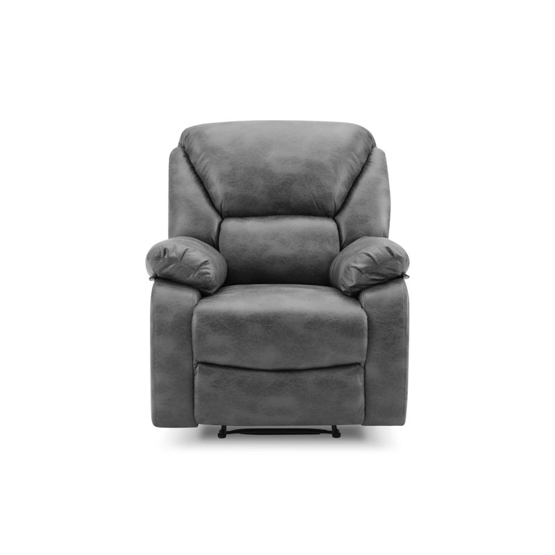 Rivka Vegan Leather Reclining Sofa, Dark Grey