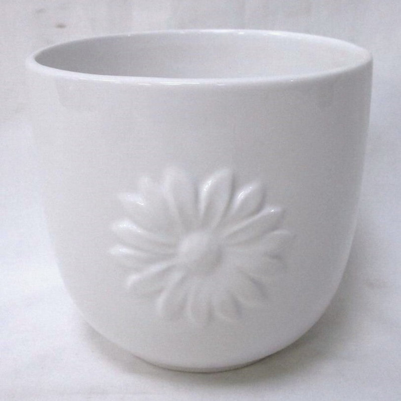 White With Daisy Pattern Planter