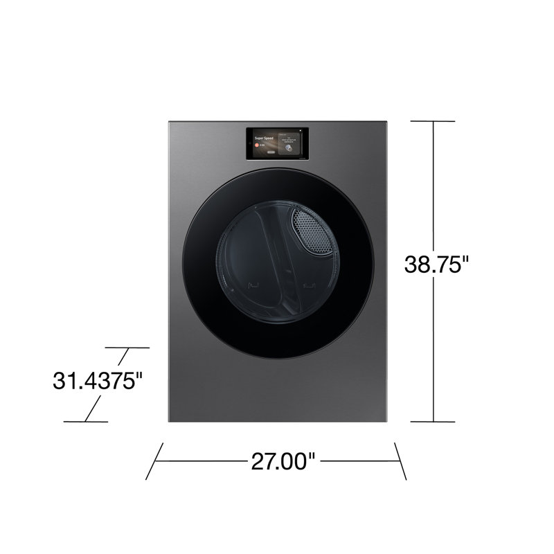 Samsung 7.6 cu. ft. Bespoke AI Ultra Capacity Front Load Gas Dryer with AI Home and AI OptiDry+ in Ivory, Dark Steel