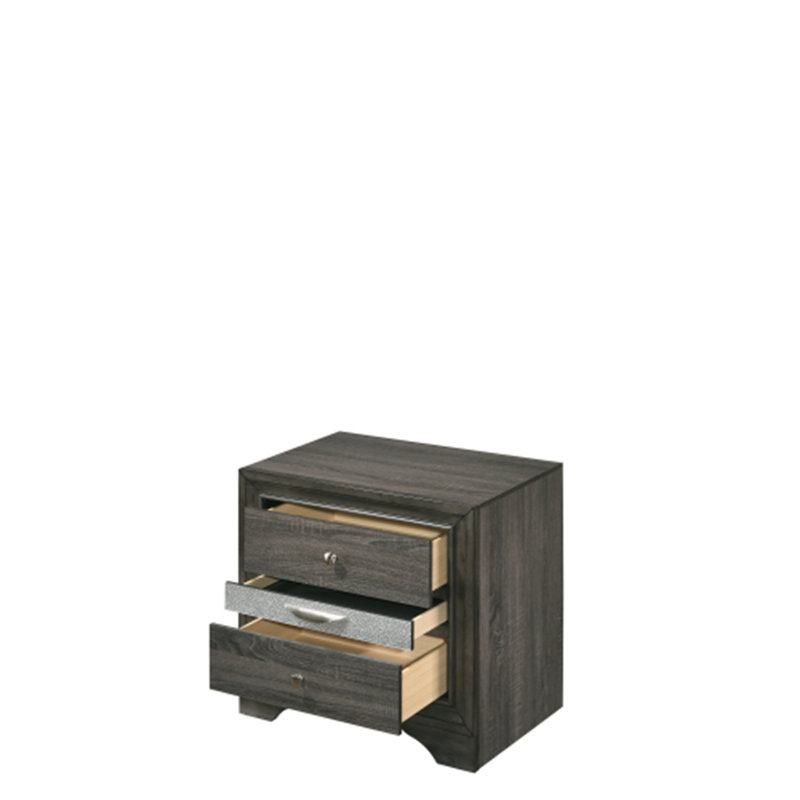 Ashtyn 3-Drawer Nightstand, Gray
