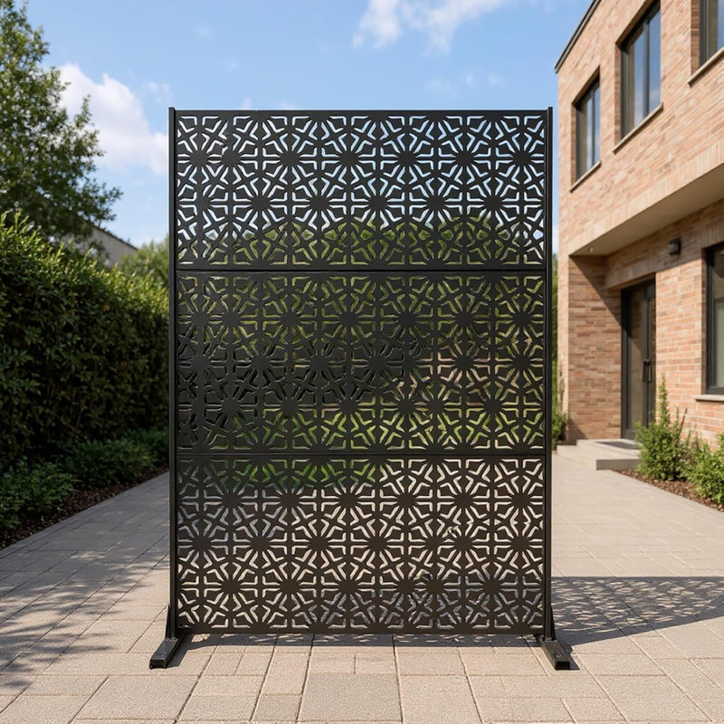 Ensemble de 3 écrans d'intimité 72 po x 47 po, cloison de séparation autoportante en métal pour patio, balcon et jardin