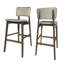 De 2 chaises modernes de style Mid-Century - Assise et dossier en tissu beige sur bois d'hévéa avec des pieds fuselés élégants et une construction robuste
