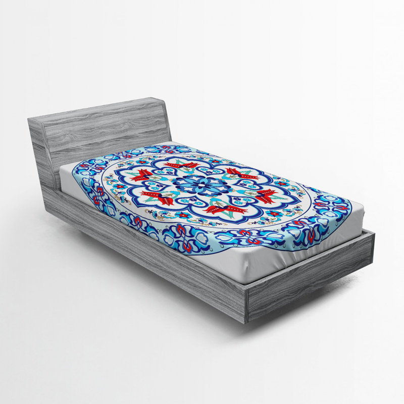 Drap-housse en microfibre à motif floral antique, Drap-housse simple TG