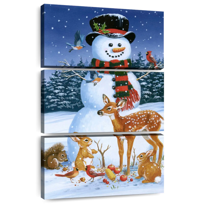 Bonhomme de neige Lelend avec des amis, H 32 po x l 20 po
