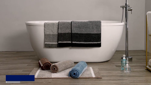 Gradient Cationic Chenille Water Absorbent Bath Rug Latitude Run Color: Light Gray, Size: 20 W x 32 L
