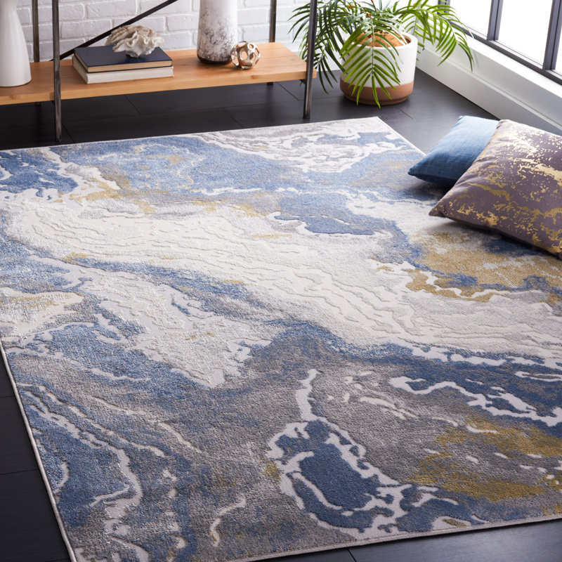 Tapis beige / bleu clair Palma 348, Rectangle 5 pi 3 po x 7 pi 6 po