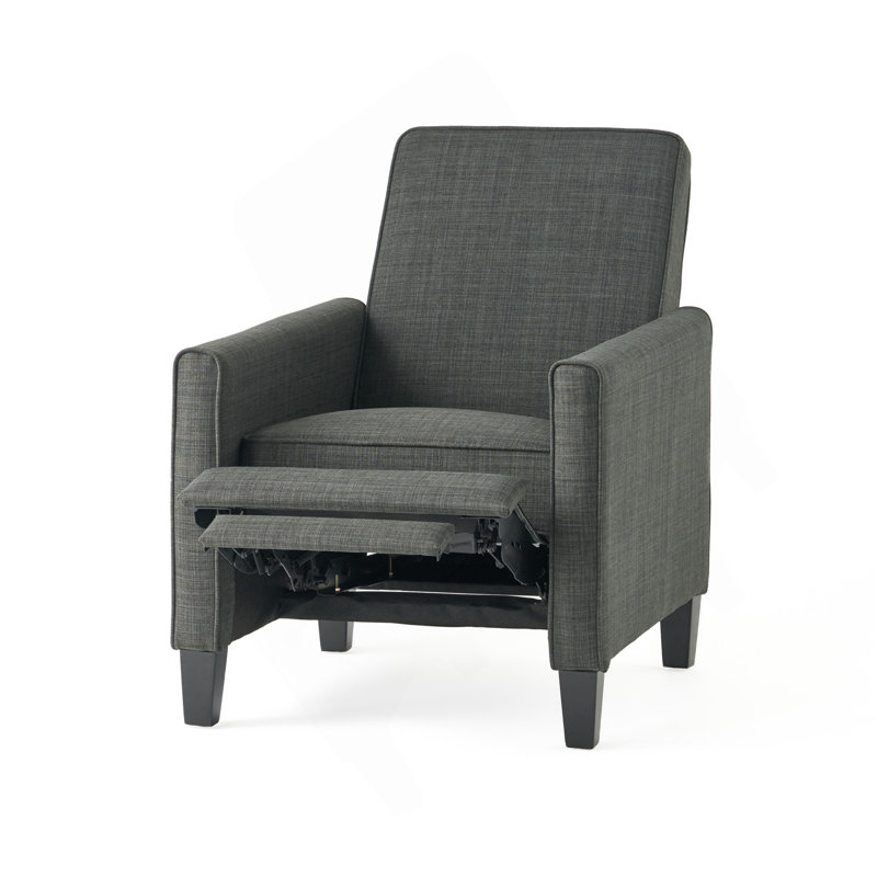 Dark Grey Linen Push Back Chair For Elegant Home Décor, Gray Fabric