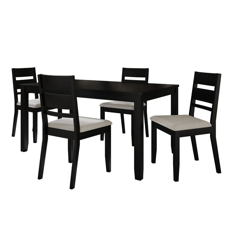 Ocossio 4 - Person Four Leg Dining Set, Black