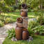 Fontaine d'extérieur 44 "avec lumière DEL, texture pierre et argile cascade d'eau en résine pour jardin