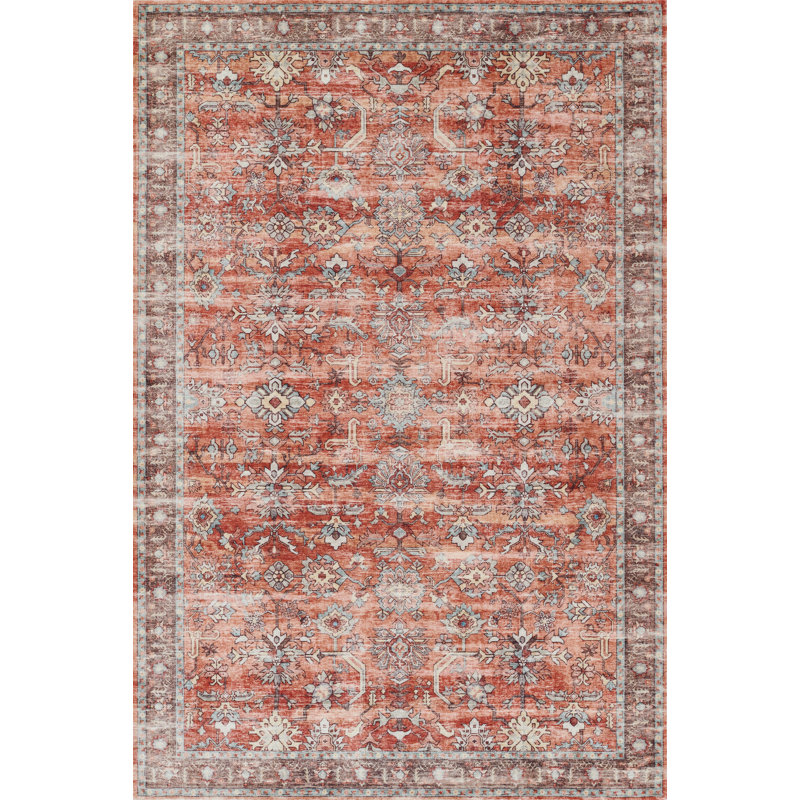 Tapis oriental orange Figueroa, Tapis de couloir 2 pi 3 po x 7 pi 6 po