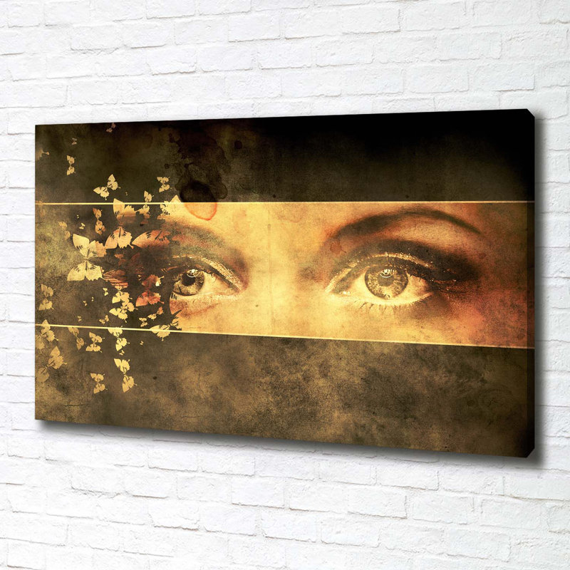 Eyes and butterflies 1 Piece Wall Art, 70cm H x 100cm W x 2cm D, Canvas