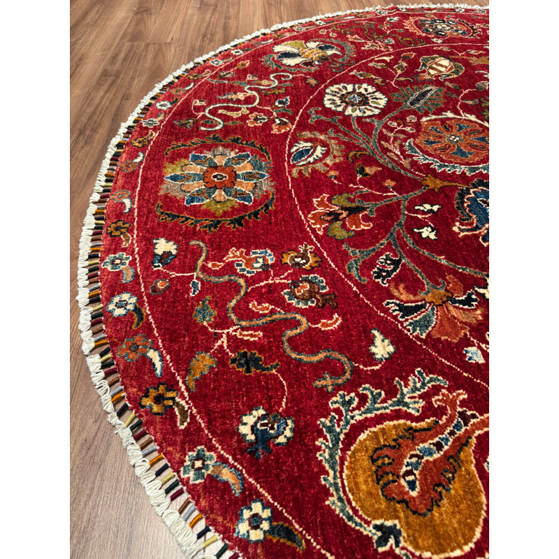 Tapis en laine et coton rouge noué à la main Original