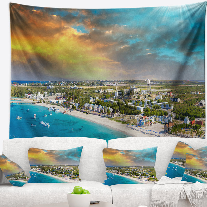 Photographie panoramique tapisserie des îles des caraïbes Landscape, H 32 po x l 39 po