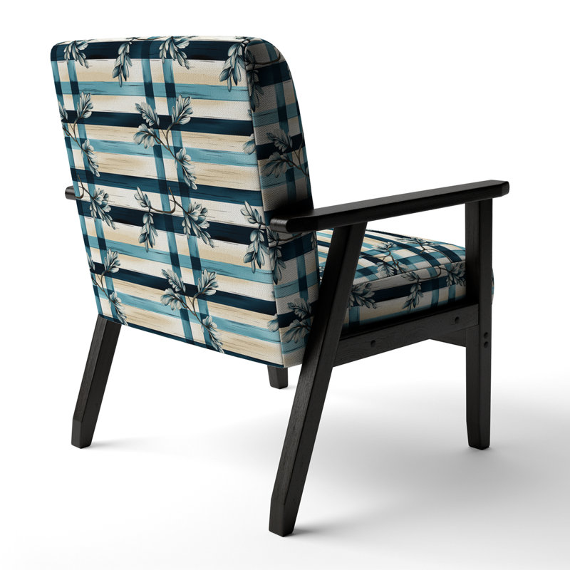 Chaise rembourrée avec accoudoirs vintage D, Rayures florales rétro de style nautique