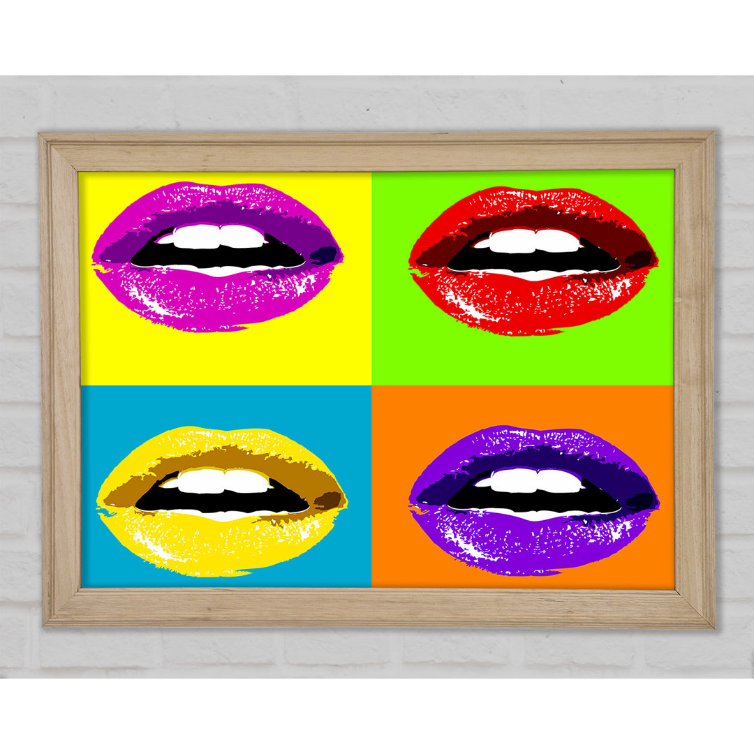 Lebendige Pop Art Lippen Gerahmter Druck