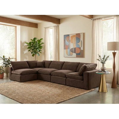 Canapé modulaire réversible en velours de 160 po de large Ivalin