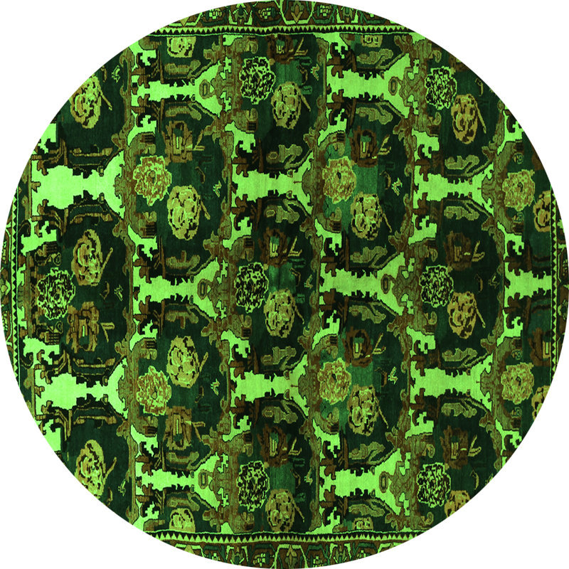 Washable Floral Indoor Rug, Round 7'