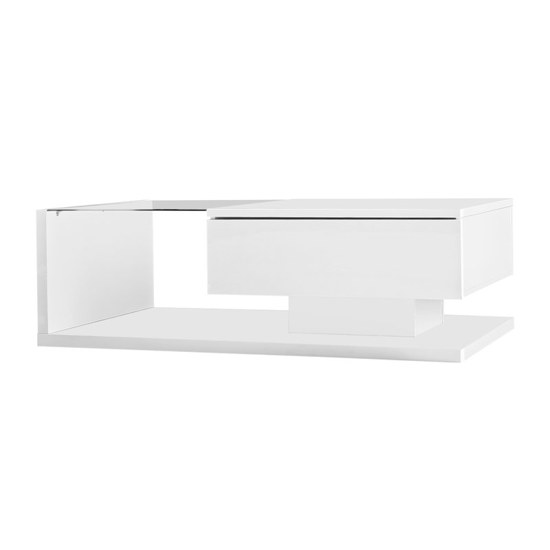 Solid Coffee Table with Storage, White