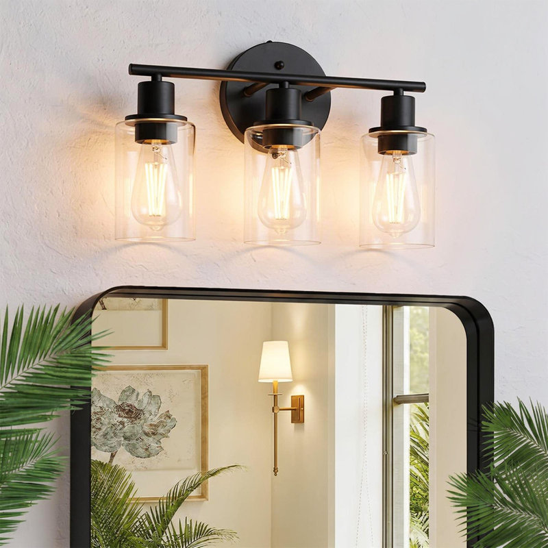 Éclairage de salle de bain à intensité variable à 3 lumières Berume, Noir mat