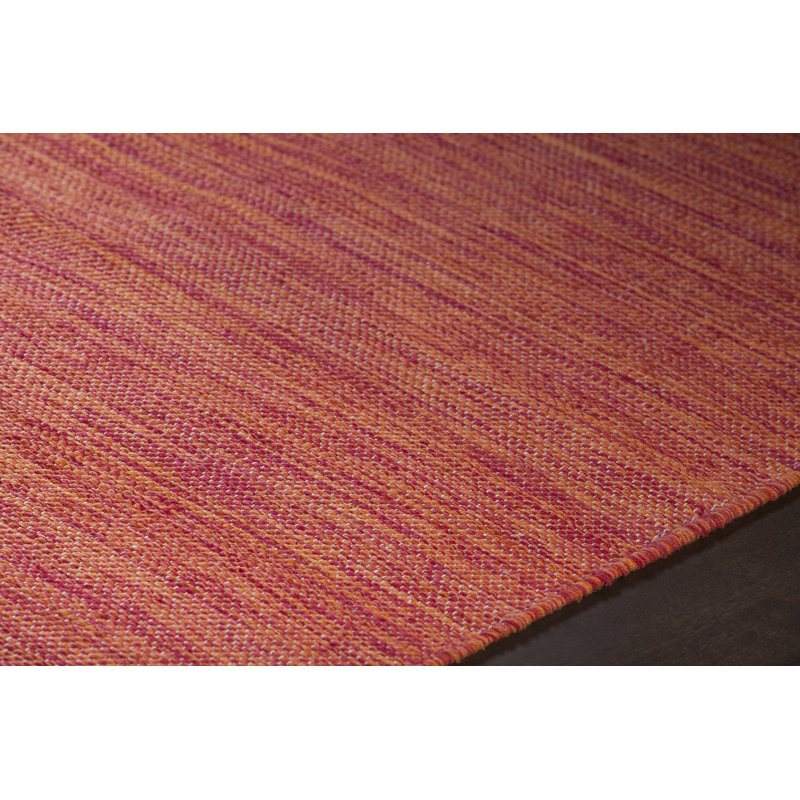 India Hand Loomed Cotton Modern Area Rug in Orange, Rectangle 7'9" x 10'6"