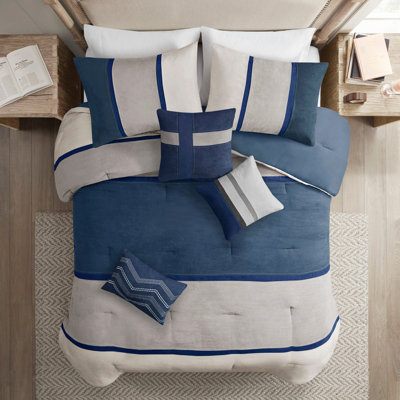 Ensemble d'édredon 7 pièces bleu