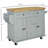 Kitchen island cart with rubberwood countertop, spice rack, towel rack, and drawers, suitable for restaurants, gray-703831187