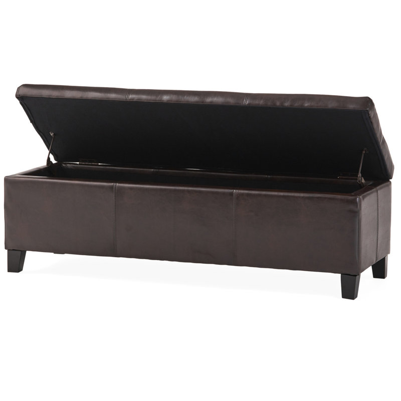 Rangement rectangulaire en similicuir pour espace de vie, banc, H 16,06 po, Brun