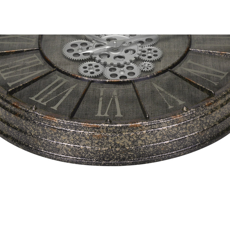 Clocks, 24" Round, Gear Mechanism, Wall Clock, Grey, Transitional