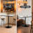 Bistro Pub Table Square Adjustable Height Cocktail Bar Table with Metal Base and Wooden Table Top-355443104-359556654