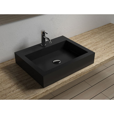 Badeloft 23.6" x 18.8" Stone Resin Vessel Bathroom Sink WB-05-M-MBLK in Matte Black