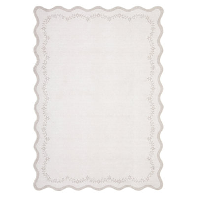 Tapis lavable à rebord festonné à poils courts et antidérapant à envers en jute pour tapis de chambre d'enfant / chambre / dortoir / bureau