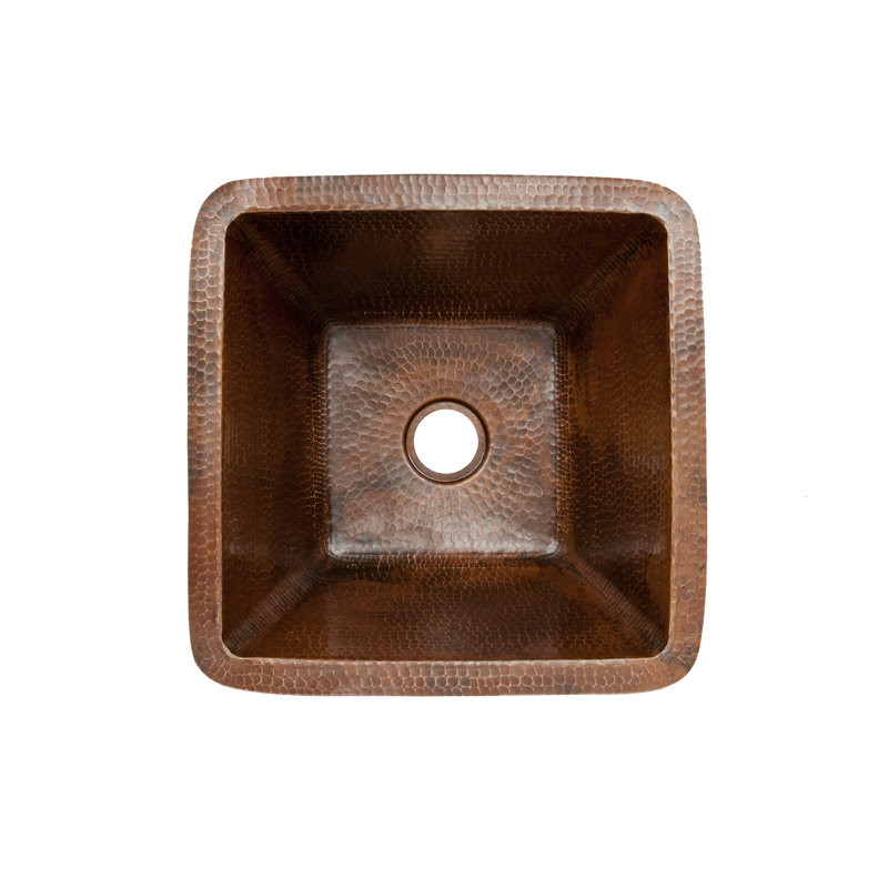 Évier de bar carré 15 "avec ouverture de drain 2", Bronze huilé