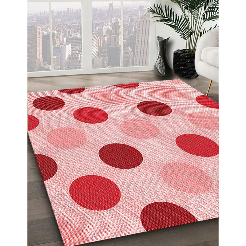 Tapis tissé à la machine en rouge, Rectangle 2 pi x 3 pi
